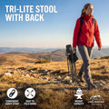 LANMOUNTAIN Home & Garden Product, 2 Pack Folding Camping Tripod Stool with Backrest & Cup Holder, Lightweight Portable Outdoor Chairs for Adults