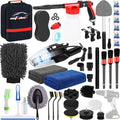 AUTODECO Car Cleaning Kit, 42Pcs Car Wash Detailing Kit Cleaning Set with Foam Gun Sprayer, Long-Handle Brush, Collapsible Bucket, Large Wash Mitt