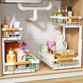 Home Storage Organizer, PXRACK Under Sink Organizer, Adjustable Height, 2 Tier Pull Out Under Cabinet Organizer