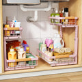 Home Storage Organizer, PXRACK Under Sink Organizer, Adjustable Height, 2 Tier Pull Out Under Cabinet Organizer