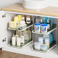 Home Storage Organizer, Delamu 2-Tier Multi-Purpose Bathroom Under Sink Organizers and Storage, Stackable Kitchen Pantry Organization