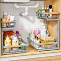 Home Storage Organizer, PXRACK Under Sink Organizer, Adjustable Height, 2 Tier Pull Out Under Cabinet Organizer