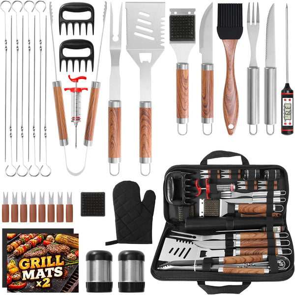 BBQ Grill Tool Set, Kaluns 35PC BBQ Grill Tools Set, Heavy Duty Stainless Steel Grill Accessories Kit with Case, Meat Thermometer, Injector
