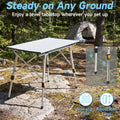 Dovov Camping Furniture, Camping Table Portable Foldable with Adjustable Legs, Aluminum Roll Up Table with Large Mesh Storage Layer & Carrying Bag