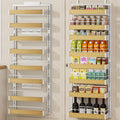 Home Storage Organizer, POKIPO 8 Tier Over The Door Pantry Organizer, 2 IN 1 Wall Mount or Hanging Spice Rack Seasoning Shelves with Adjustable Basket