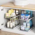 Home Storage Organizer, Delamu 2-Tier Multi-Purpose Bathroom Under Sink Organizers and Storage, Stackable Kitchen Pantry Organization