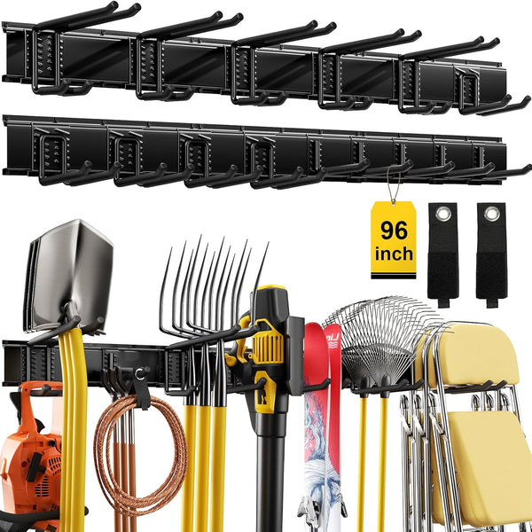 Garage Tool Organizer, 64" Garage Wall Tool Organizer, 900 Lbs Heavy Duty Steel Garden Tool Storage Rack & Garage Organization for Yard, Shed, Garage