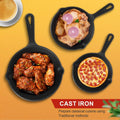 Goeszooin Cast Iron Cookware, Cast Iron Skillet Set -3 Piece 6 inch, 8 inch and 10 inch Cast Iron Pan, with Scraper+Dish Sponge