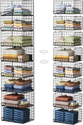 Portable Closet Organizer, 4-Tier Stackable Closet Organizers and Storage Shelves, Foldable Closet Shelf Organizer