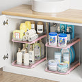 Home Storage Organizer, Delamu 2-Tier Multi-Purpose Bathroom Under Sink Organizers and Storage, Stackable Kitchen Pantry Organization
