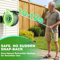 PQH Retractable Garden Hose Reel 100FT x 1/2 in, Wall Mount Water Hose Reel for Outside with Auto Rewind, Tangle-Free Guide, 180° Swivel Bracket