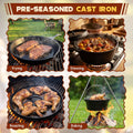 Geetery 15 Pcs Pre-seasoned Cast Iron Cookware Set, Dutch Oven Camping Accessories Kit with Skillet, Pan, Pot, Gloves, Lid Lifter, Storage Bag