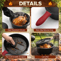 Geetery 15 Pcs Pre-seasoned Cast Iron Cookware Set, Dutch Oven Camping Accessories Kit with Skillet, Pan, Pot, Gloves, Lid Lifter, Storage Bag