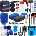 AUTODECO Car Cleaning Kit, 42Pcs Car Wash Detailing Kit Cleaning Set with Foam Gun Sprayer, Long-Handle Brush, Collapsible Bucket, Large Wash Mitt