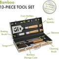 BBQ Grill Tool Set, Cuisinart CGS-7014, Bamboo Tool Set, 13-Piece