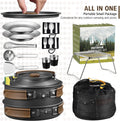 Joyfair Camping Cookware Set, 18Pcs Camping Cookware Mess Kit, Joyfair 7.8” Nonstick Camp Cooking Utensil Set (Pot, Pan, Kettle, Grill Grate)