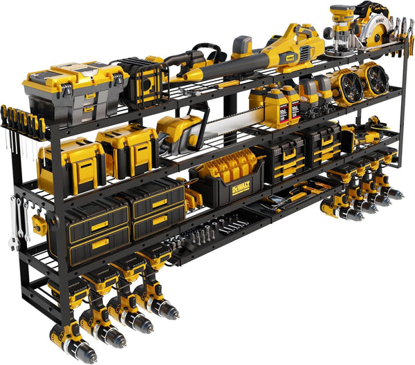 Garage Tool Organizer, Large 49''W Power Tool Organizer Wall Mount, 620lbs Garage Storage Rack with 12 Cordless Drill Holder