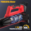 Leaf Blower for Milwaukee 18V Battery, 450CFM Electric Leaf Blower with 130MPH, Copper Motor, Handheld for Lawn Care, Yard (Battery Not Included)(Red)
