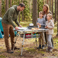 Dovov Camping Furniture, Camping Table Portable Foldable with Adjustable Legs, Aluminum Roll Up Table with Large Mesh Storage Layer & Carrying Bag