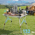 Dovov Camping Furniture, Camping Table Portable Foldable with Adjustable Legs, Aluminum Roll Up Table with Large Mesh Storage Layer & Carrying Bag