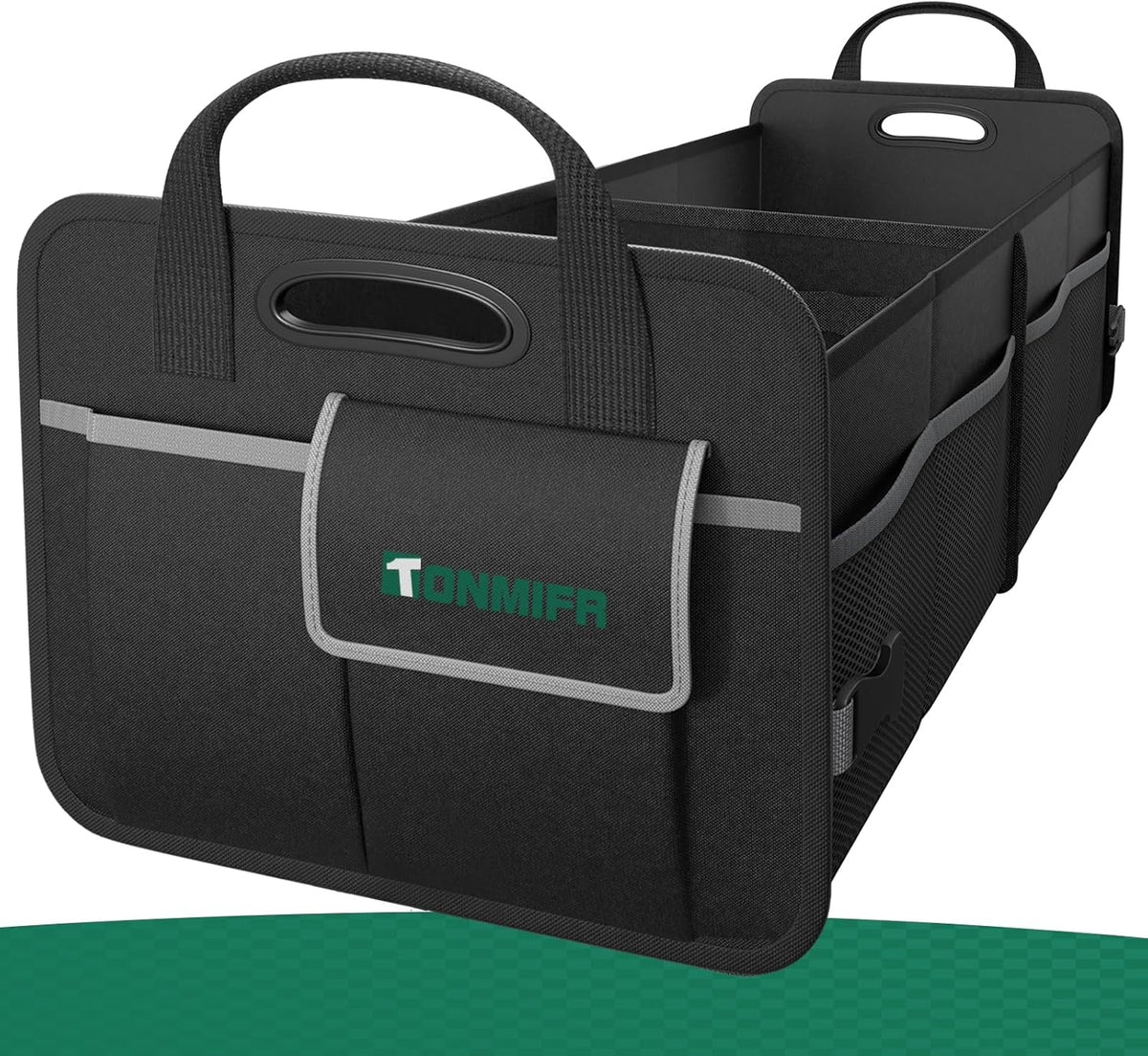 Tonmifr Car Trunk Organizer, Heavy-Duty Trunk Organizer & Multi-Compartment Storage Box for SUV/Sedan/Minivan, 600D Waterproof Oxford