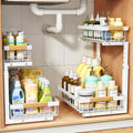 Home Storage Organizer, PXRACK Under Sink Organizer, Adjustable Height, 2 Tier Pull Out Under Cabinet Organizer