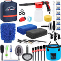 AUTODECO Car Cleaning Kit, 42Pcs Car Wash Detailing Kit Cleaning Set with Foam Gun Sprayer, Long-Handle Brush, Collapsible Bucket, Large Wash Mitt