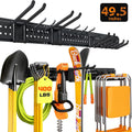 Garage Tool Organizer Wall Mount 66 inches with 13 Adjustable Heavy-Duty Hooks, Garage Organization, Garden Tool Storage Rack for Garage, Yard