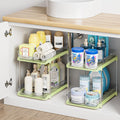 Home Storage Organizer, Delamu 2-Tier Multi-Purpose Bathroom Under Sink Organizers and Storage, Stackable Kitchen Pantry Organization