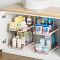 Home Storage Organizer, Delamu 2-Tier Multi-Purpose Bathroom Under Sink Organizers and Storage, Stackable Kitchen Pantry Organization