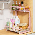 Home Storage Organizer, PXRACK Under Sink Organizer, Adjustable Height, 2 Tier Pull Out Under Cabinet Organizer