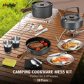 Joyfair Camping Cookware Set, 18Pcs Camping Cookware Mess Kit, Joyfair 7.8” Nonstick Camp Cooking Utensil Set (Pot, Pan, Kettle, Grill Grate)