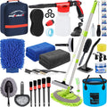 AUTODECO Car Cleaning Kit, 42Pcs Car Wash Detailing Kit Cleaning Set with Foam Gun Sprayer, Long-Handle Brush, Collapsible Bucket, Large Wash Mitt