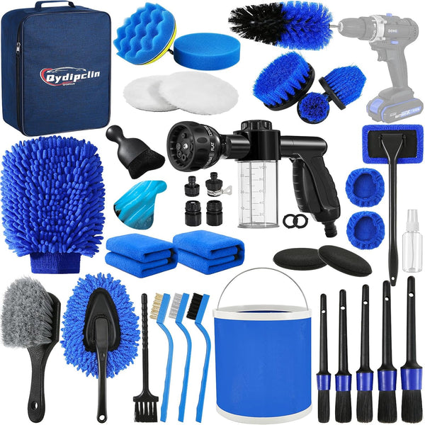 Qydipclin Car Cleaning Kit, 45Pcs Car Detailing Kit, Car Detailing Brush Set, Car Wash Cleaning Kit, Car Detailing Brushes