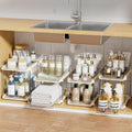 Home Storage Organizer, Delamu 2-Tier Multi-Purpose Bathroom Under Sink Organizers and Storage, Stackable Kitchen Pantry Organization