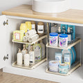 Home Storage Organizer, Delamu 2-Tier Multi-Purpose Bathroom Under Sink Organizers and Storage, Stackable Kitchen Pantry Organization