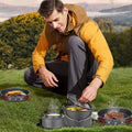 Camping Cookware Set, Odoland 22pcs Camping Cookware Mess Kit, Large Size Hanging Pot Pan Kettle with Base Cook Set for 4