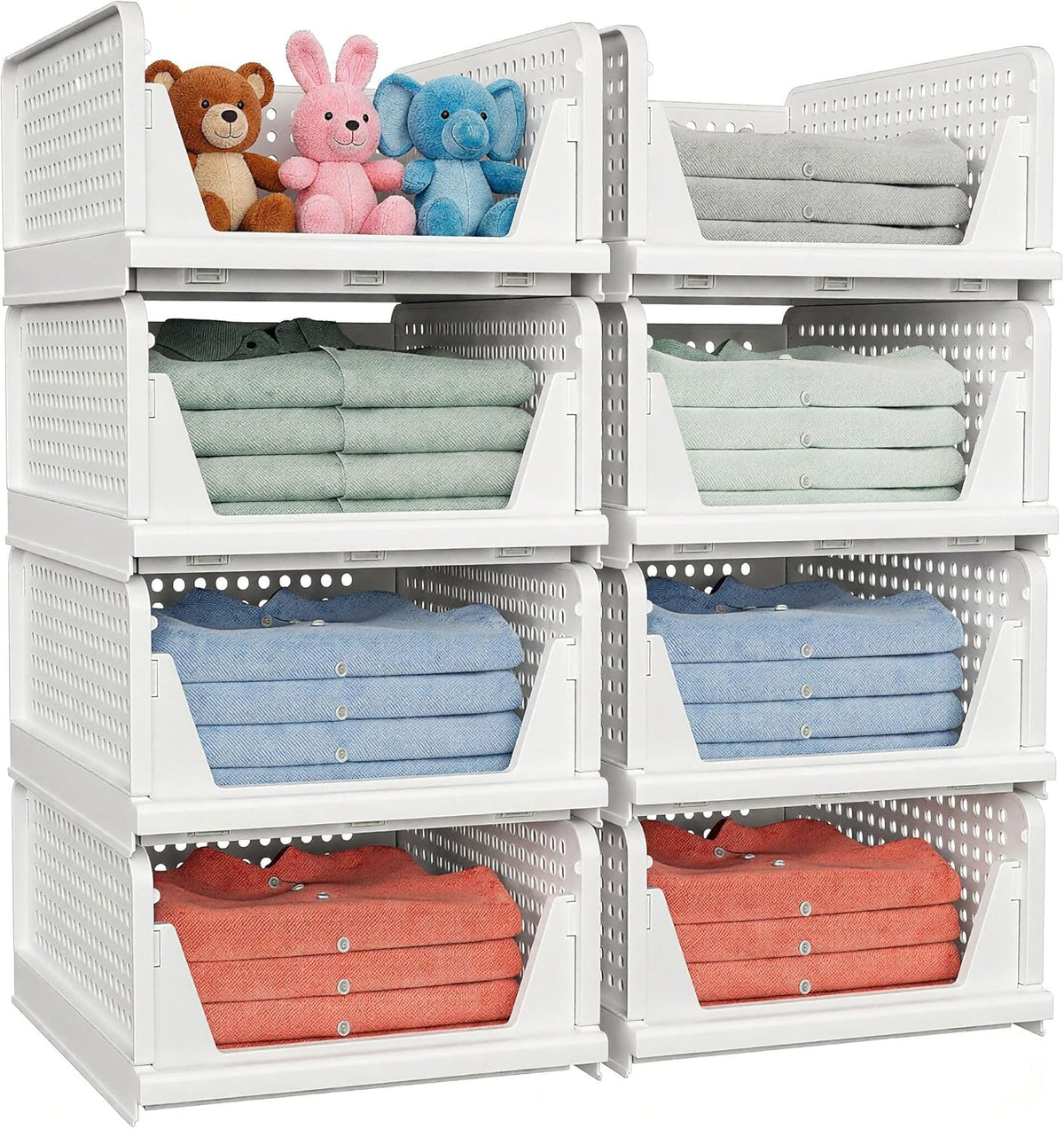 caktraie Portable Closet Organizer, 5 Pack Stackable Closet Storage Basket, Stackable Storage Bins