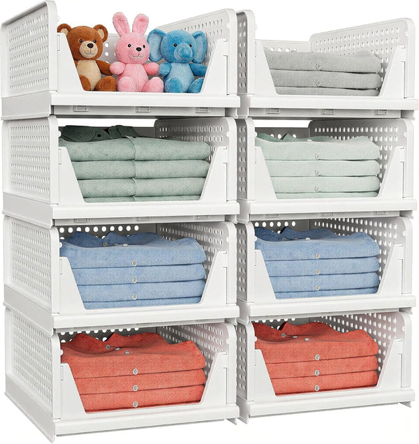 caktraie Portable Closet Organizer, 5 Pack Stackable Closet Storage Basket, Stackable Storage Bins