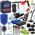 AUTODECO Car Cleaning Kit, 42Pcs Car Wash Detailing Kit Cleaning Set with Foam Gun Sprayer, Long-Handle Brush, Collapsible Bucket, Large Wash Mitt