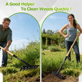 Stand Up Weed Puller, Gardenia Weeding Rake 2.0, 60" Forged Iron Weeding Rake with Exclusive Double-Edged Thickened 6-Tines & Long Wooden Handle