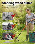 HAUSPROFI Stand Up Weed Puller Tool with 36-46 Inch Adjustable Long Handle and 50L Garden Bag