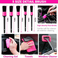 ThinkLearn Car Cleaning Kit, Car Corded Vacuum Detailing Kit Interior with High Power Handheld Vacuum, Including 7Pcs Detailing Brush Set