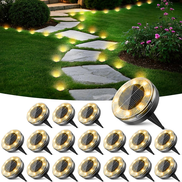 Peasur Solar Outdoor Lights, Mini Solar Ground Lights, 30 Pack Flat Solar Disc Lights Outdoor Waterproof