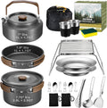 Joyfair Camping Cookware Set, 18Pcs Camping Cookware Mess Kit, Joyfair 7.8” Nonstick Camp Cooking Utensil Set (Pot, Pan, Kettle, Grill Grate)