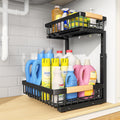 Home Storage Organizer, PXRACK Under Sink Organizer, Adjustable Height, 2 Tier Pull Out Under Cabinet Organizer