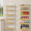 Home Storage Organizer, POKIPO 8 Tier Over The Door Pantry Organizer, 2 IN 1 Wall Mount or Hanging Spice Rack Seasoning Shelves with Adjustable Basket