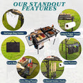 Camping Furniture, Folding Table w/ Carry Bag, Paper Towel Holder, Garbage Holder, Wing Panels, 3x2 FT Foldable Table for Portable Grill, Picnic