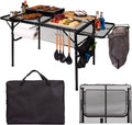 Camping Furniture, Folding Table w/ Carry Bag, Paper Towel Holder, Garbage Holder, Wing Panels, 3x2 FT Foldable Table for Portable Grill, Picnic