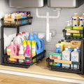 Home Storage Organizer, PXRACK Under Sink Organizer, Adjustable Height, 2 Tier Pull Out Under Cabinet Organizer